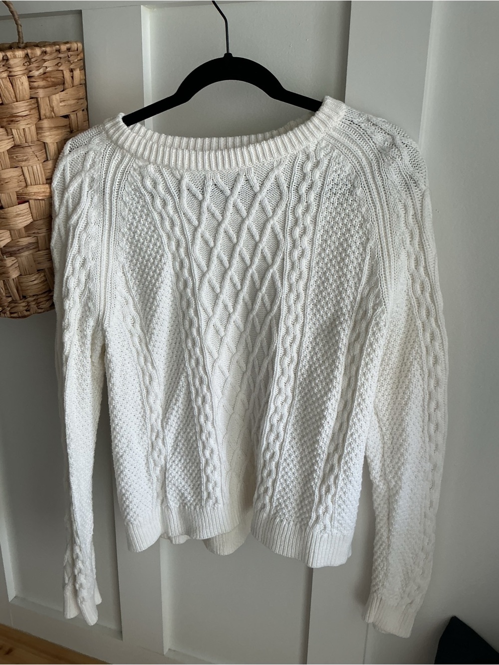 J. Crew Cream Cable-Knit Crewneck Sweater